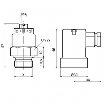 Thermostat IP65 60-50 ° C G1 / 2 "
